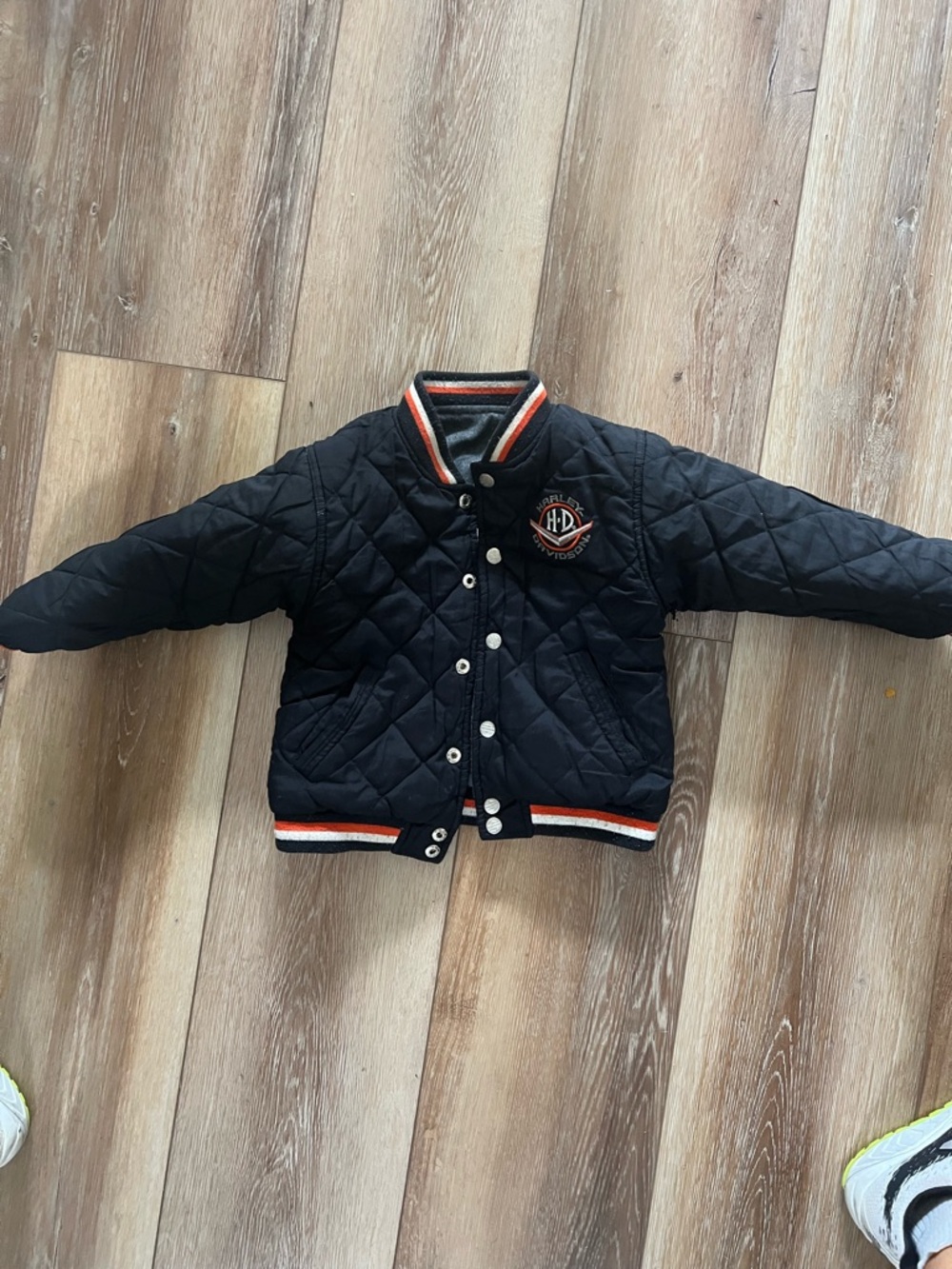Vintage 4T Boys' Quilted Black Bomber reversible Harley Davidson Jacket